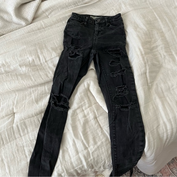 Topshop ripped black jamie moto jeans - Picture 4 of 4